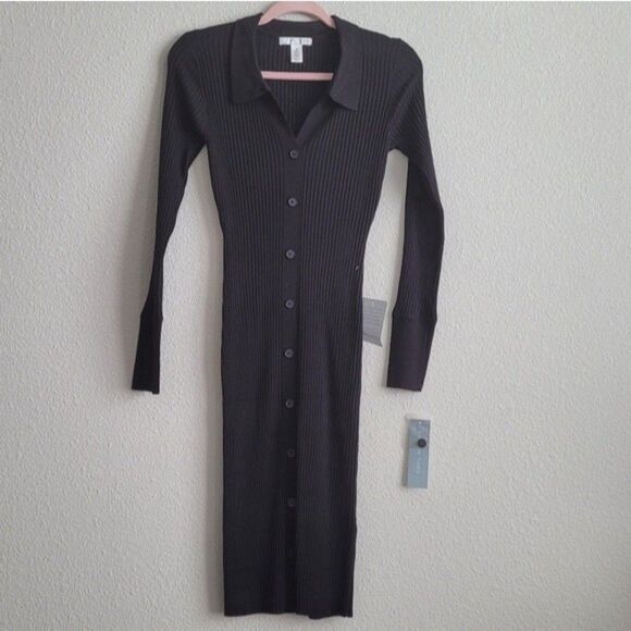 London Times Long Sleeve Collared Button Front Sweater Dress Womens - Picture 1 of 2